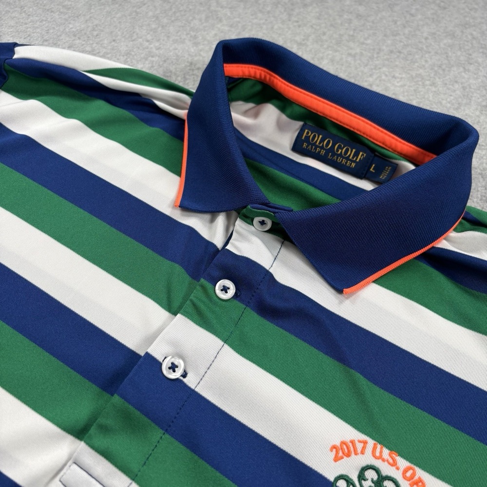 Polo Ralph Lauren ERIN HILLS L Mens‎ Polo Shirt Performance Golf Green Blue